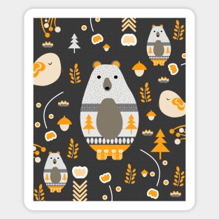 Winter bears with birds Sticker